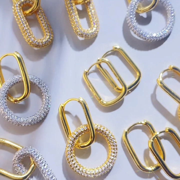 Crystal-encrusted Oval Earring
