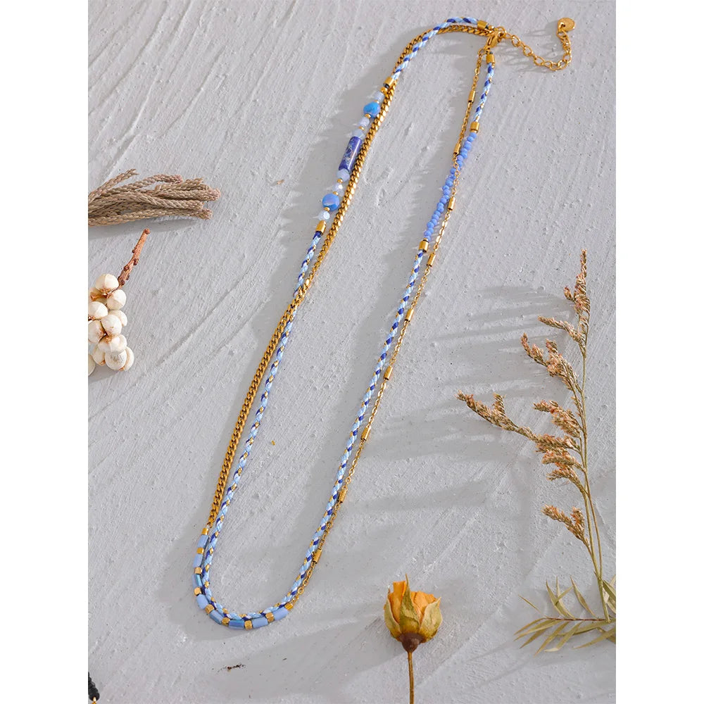 Blue Crystal Necklace Waterproof