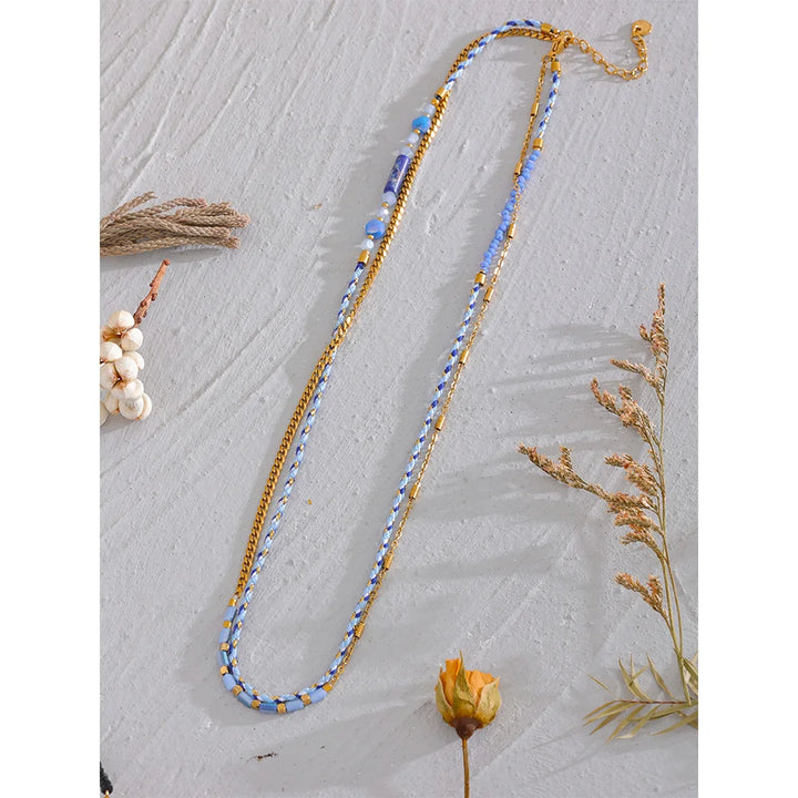 Blue Crystal Necklace Waterproof