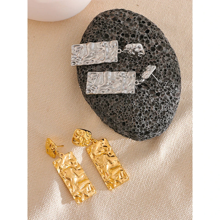 Hammer Rectangle Dangle Drop  Earrings