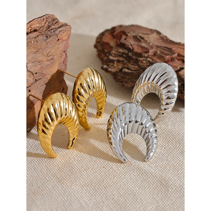 Moon Horn Hollow Earrings