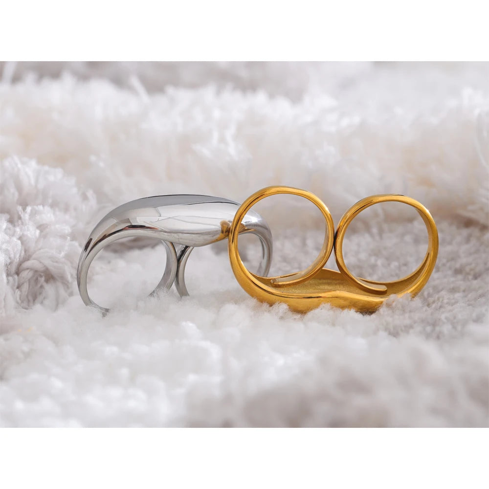 Double Finger Geometric Ring