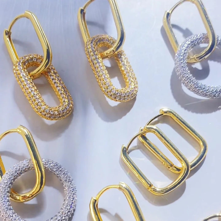 Crystal-encrusted Oval Earring
