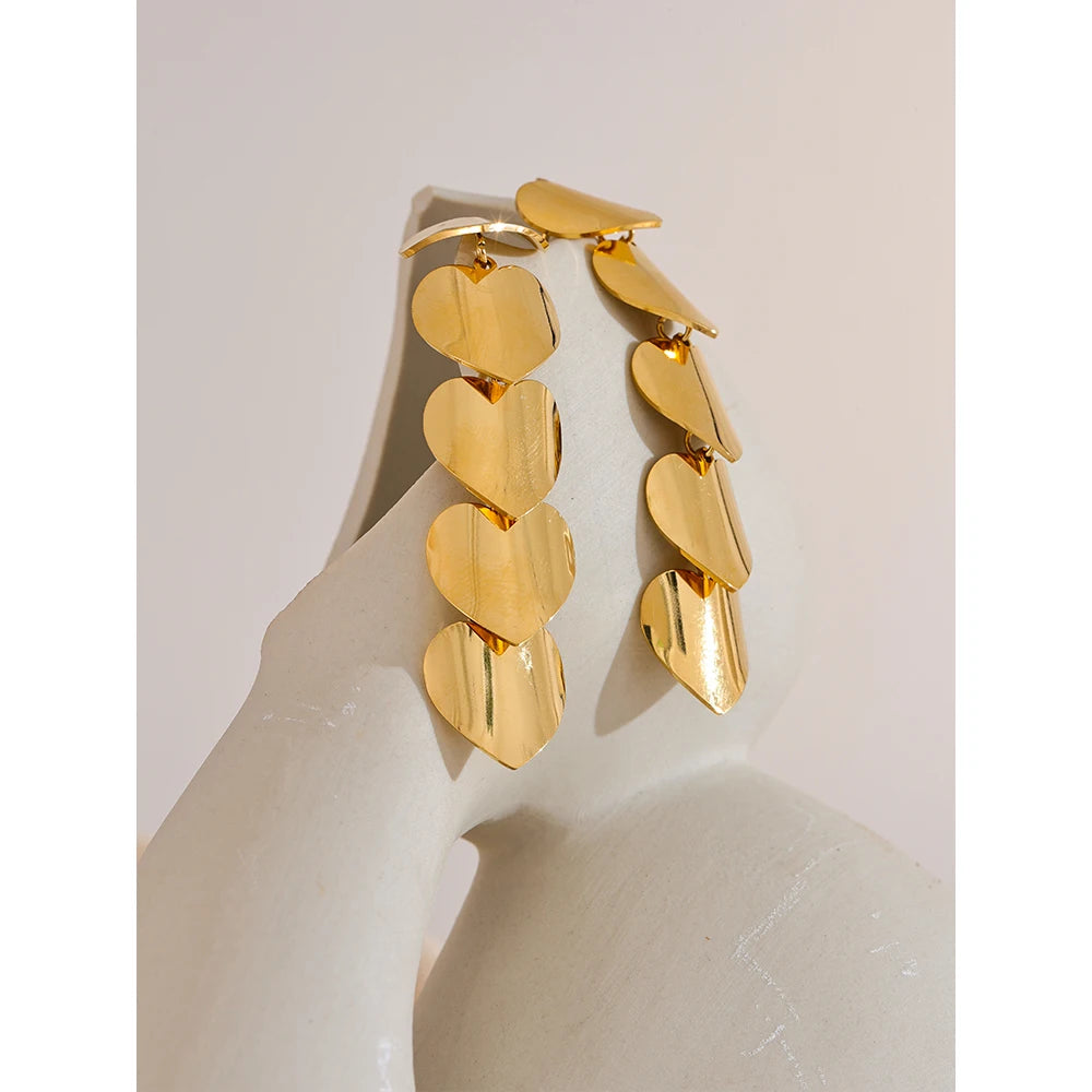 Heart Metal Drop Dangle Earrings