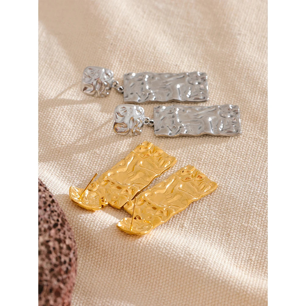 Hammer Rectangle Dangle Drop  Earrings