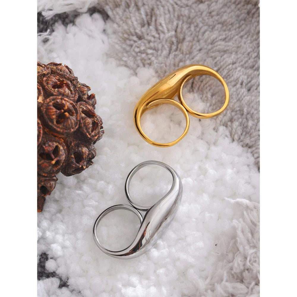 Double Finger Geometric Ring