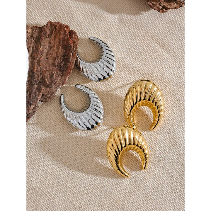 Moon Horn Hollow Earrings