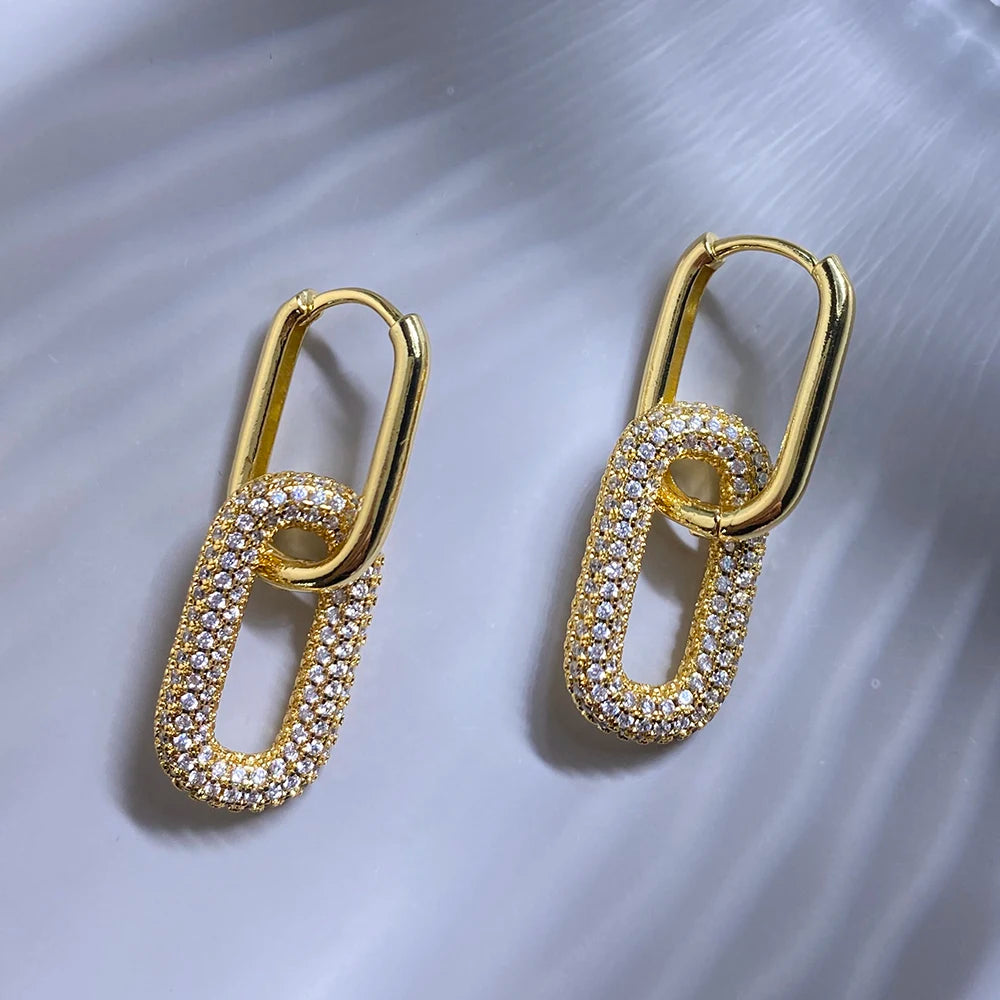 Crystal-encrusted Oval Earring