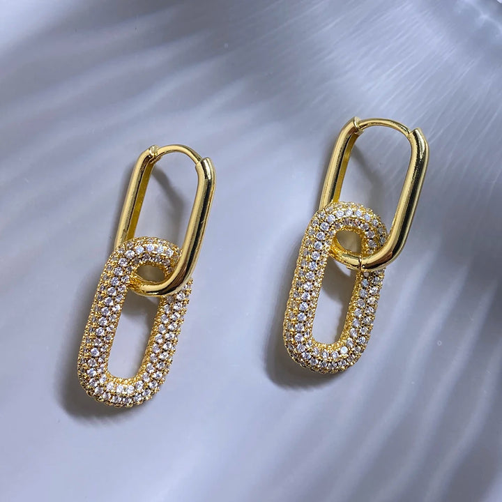Crystal-encrusted Oval Earring